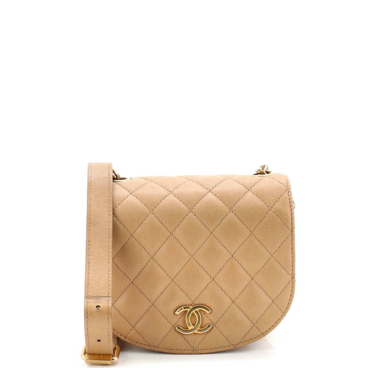 Chanel CHANEL CC Full Flap Saddle Messenger Quilted Calfskin Mini