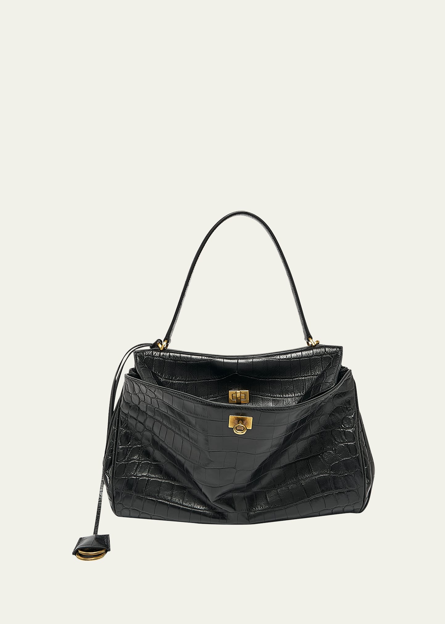 Boss Rodeo Medium Croc-Embossed Top-Handle Bag