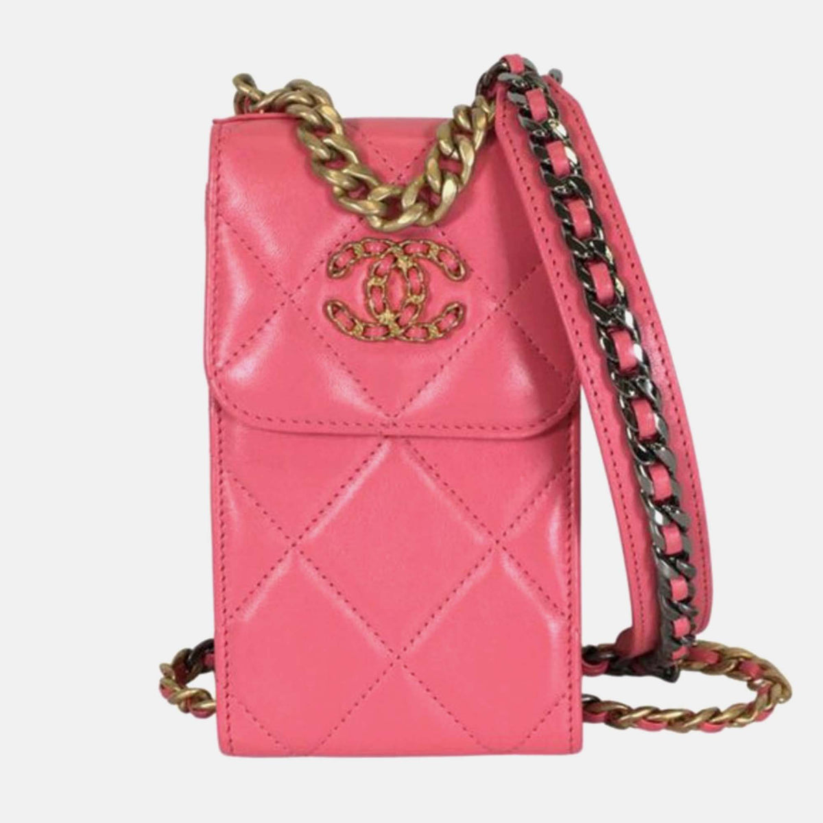 Chanel PInk Leather 19 Flap Phone Holder