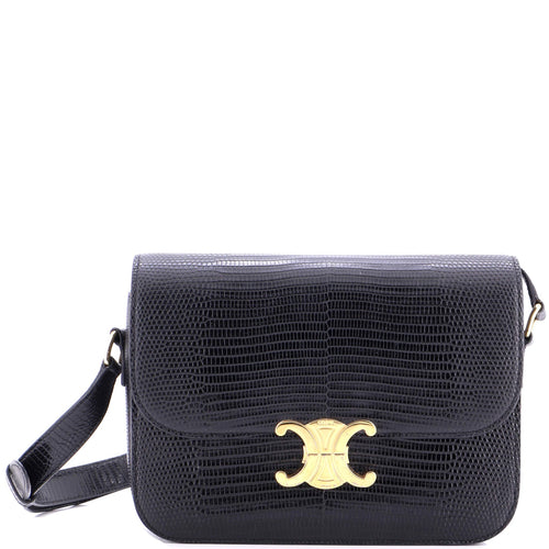 CELINE Triomphe Shoulder Bag Lizard Medium