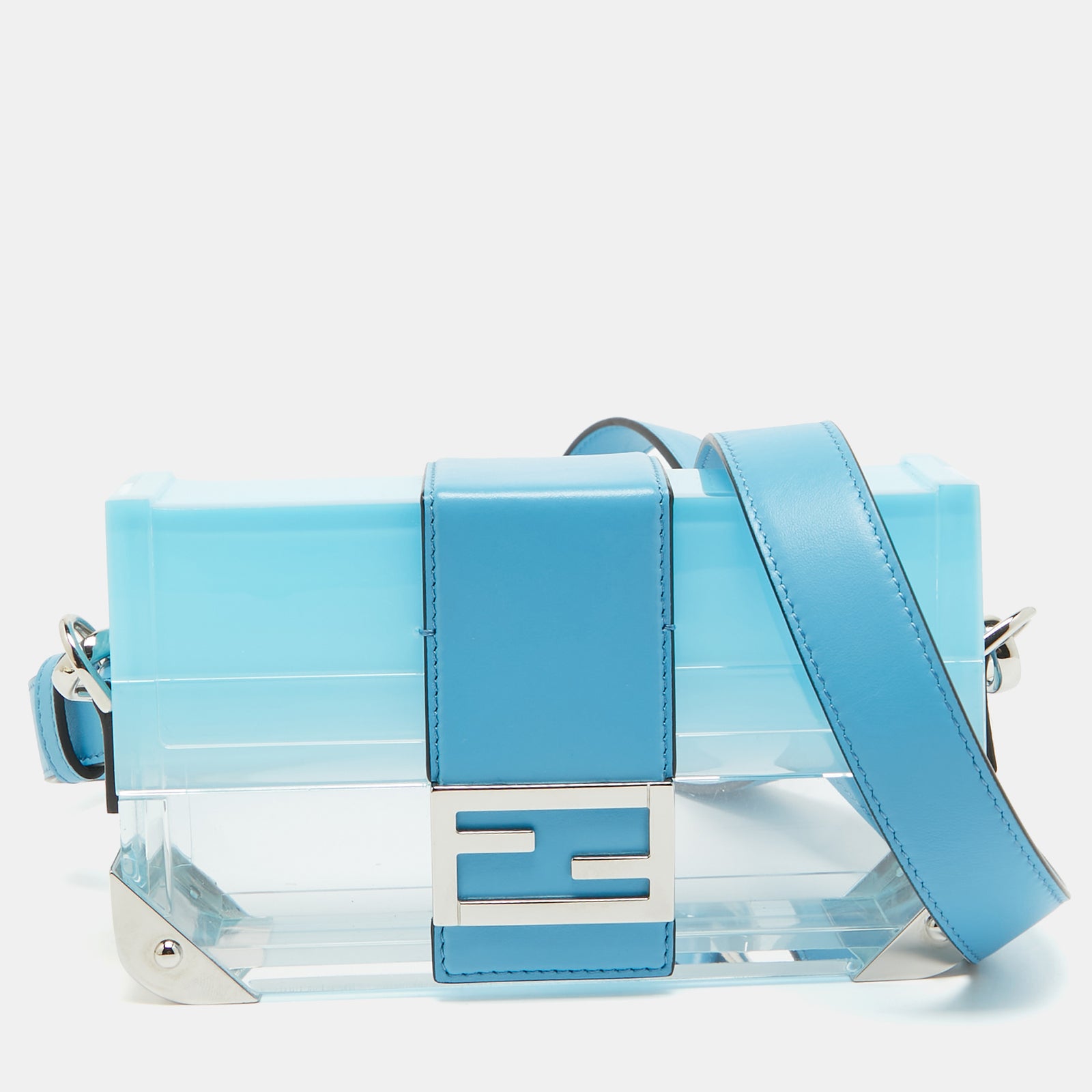 Fendi Ombre Blue Plexiglass and Leather Mini Trunk Baguette