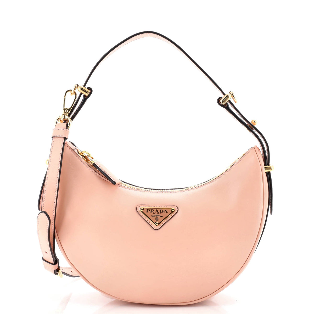 Prada PRADA Arque Half Moon Hobo Leather Small