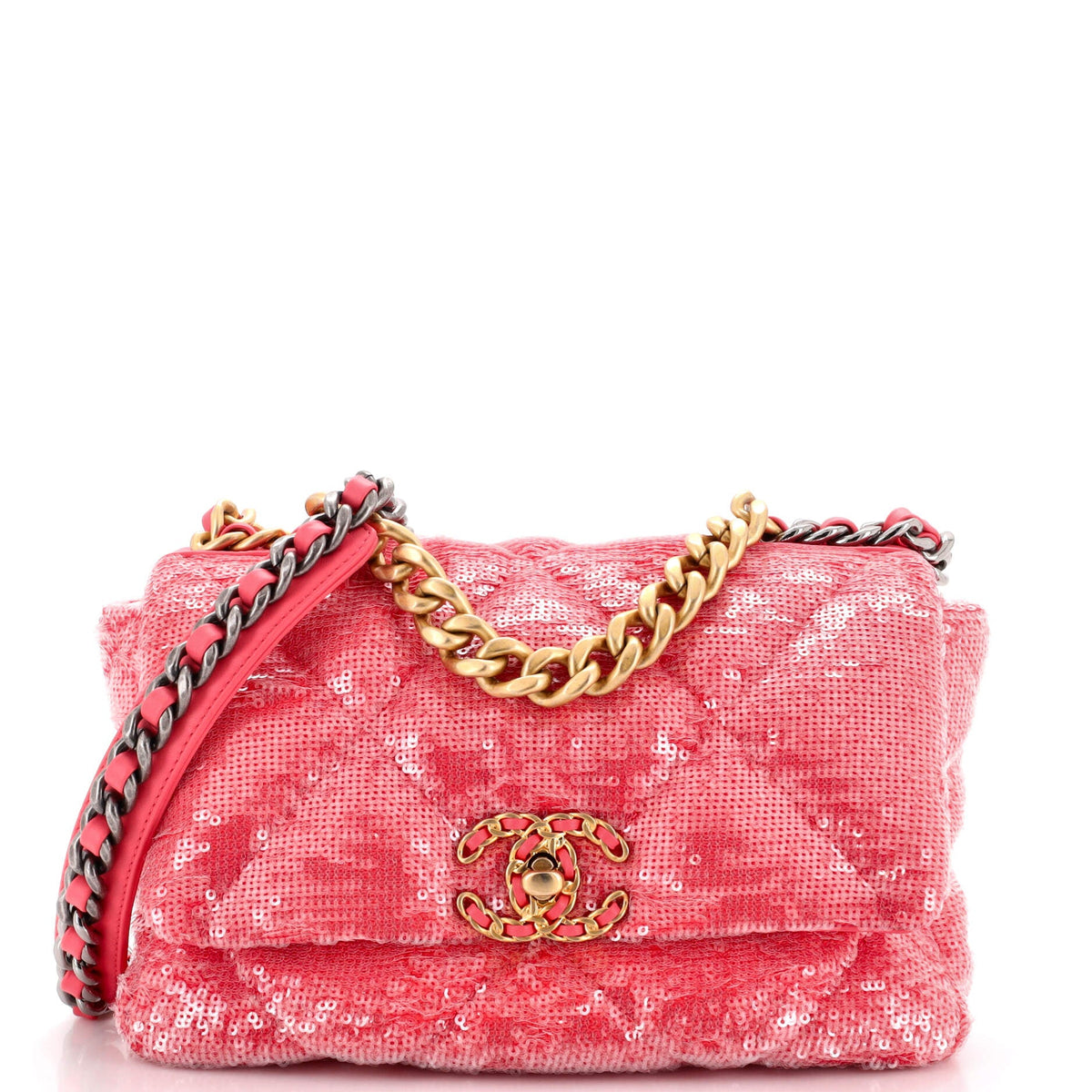 Chanel CHANEL 19 Flap Bag Quilted Sequins Medium