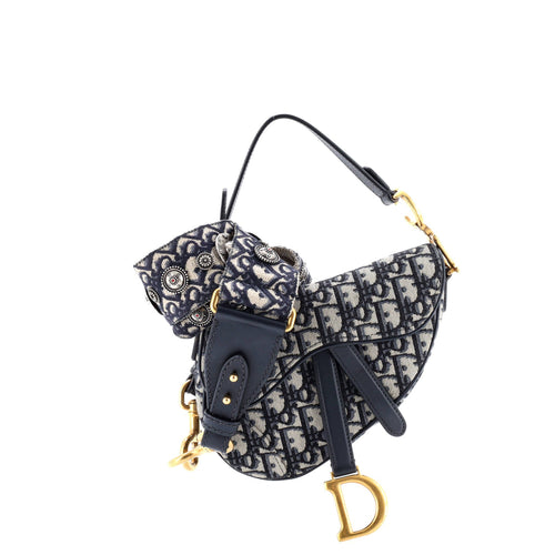 Saddle Handbag with Strap Oblique Canvas Mini