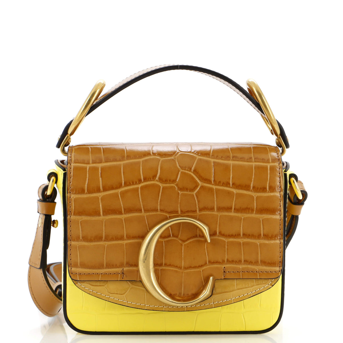 Chloe CHLOE C Flap Bag Crocodile Embossed Leather Mini