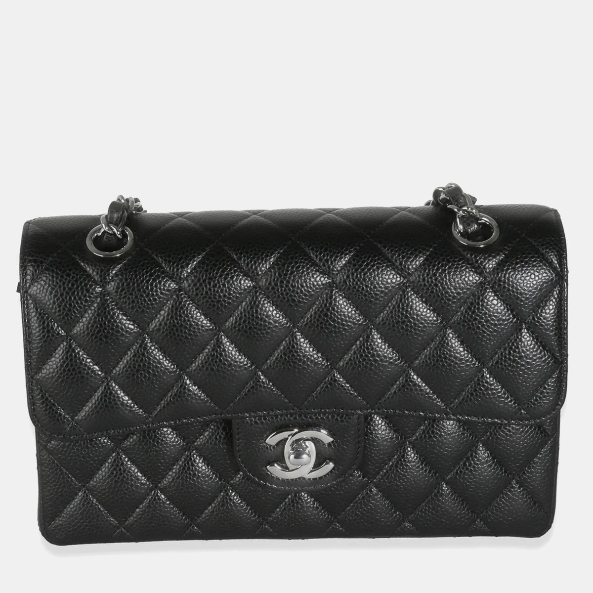 Chanel Black Quilted Caviar Small Classic Double Flap Bag