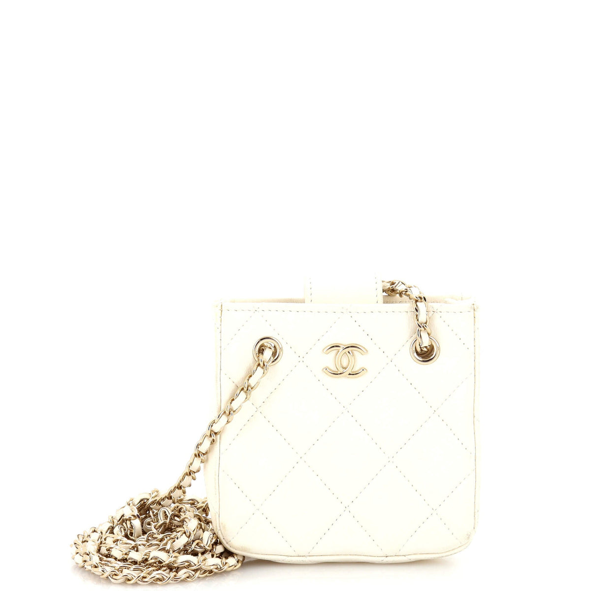 Chanel CHANEL CC Square Clutch with Chain Quilted Lambskin Mini