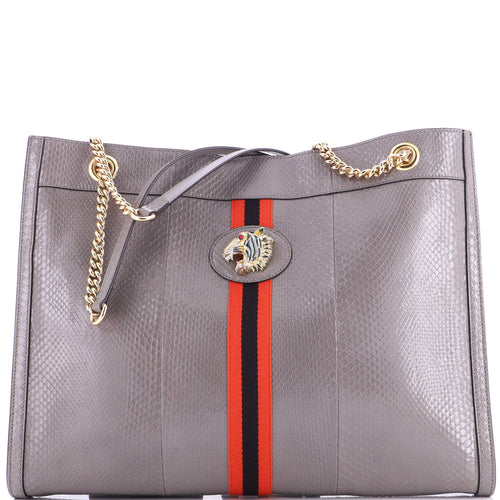 GUCCI Rajah Chain Tote Snakeskin Large
