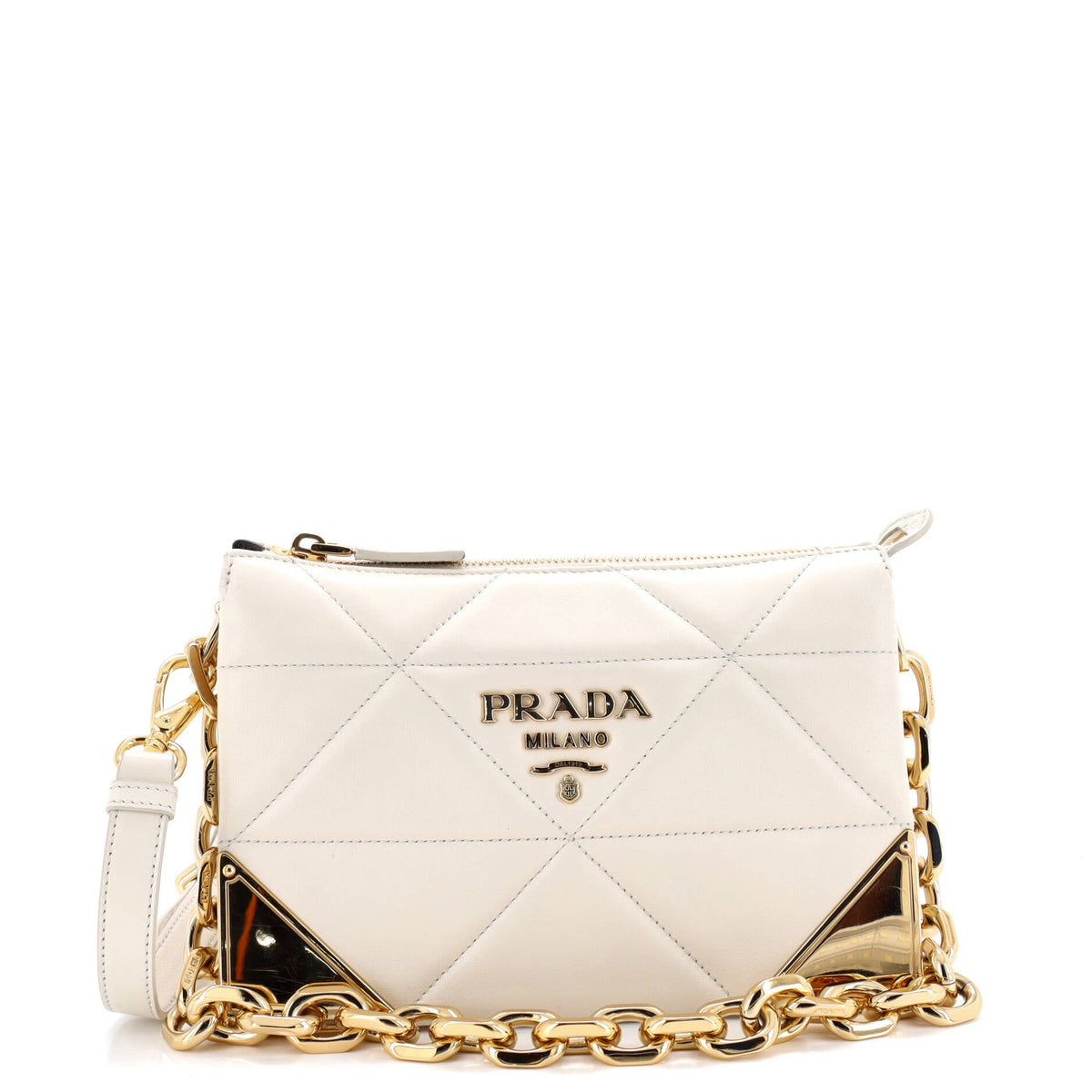 Prada PRADA Structured Logo Crossbody Bag Quilted Leather Mini