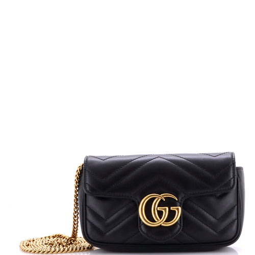 GUCCI GG Marmont Flap Bag Matelasse Leather Super Mini