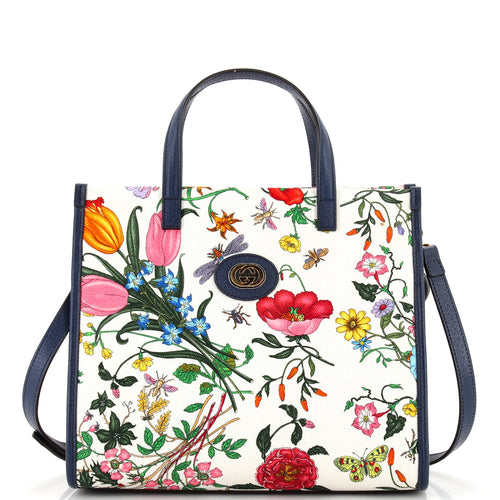 GUCCI Convertible Tote Flora Canvas Medium