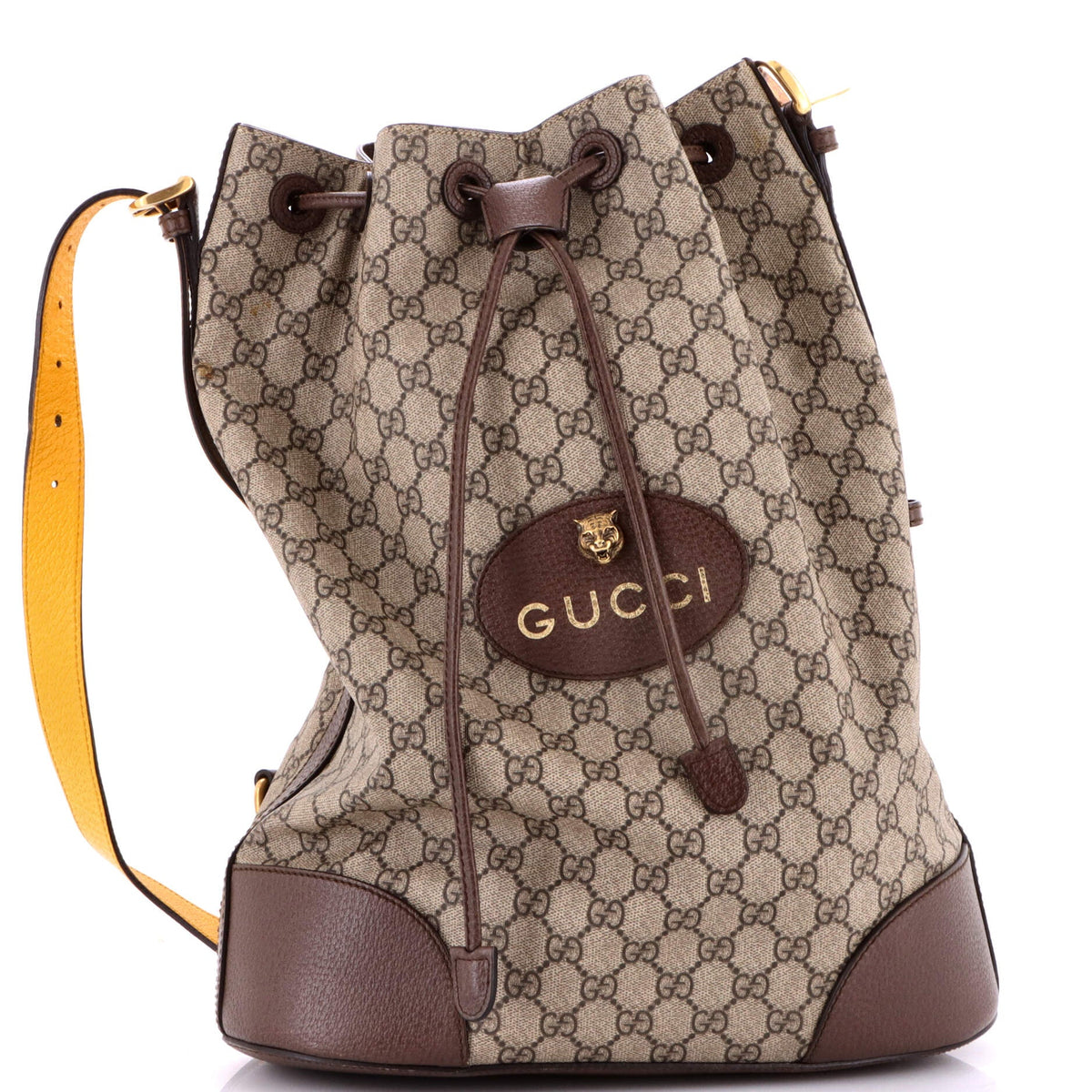 Gucci GUCCI Neo Vintage Drawstring Bucket Backpack GG Coated Canvas Large