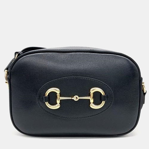 Black Leather Small 1955 Horsebit Camera Bag