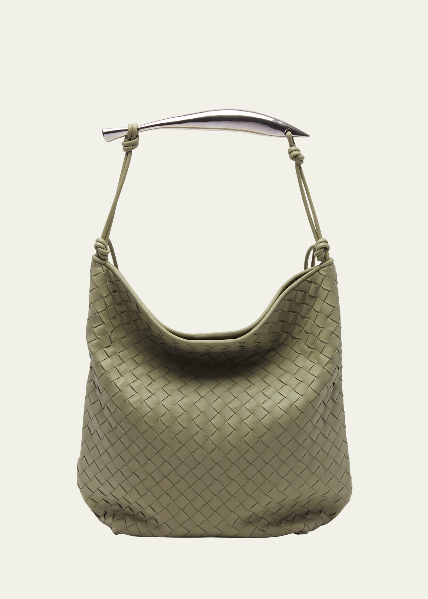 Bottega Veneta Grand sac hobo en cuir intrecciato Sardine