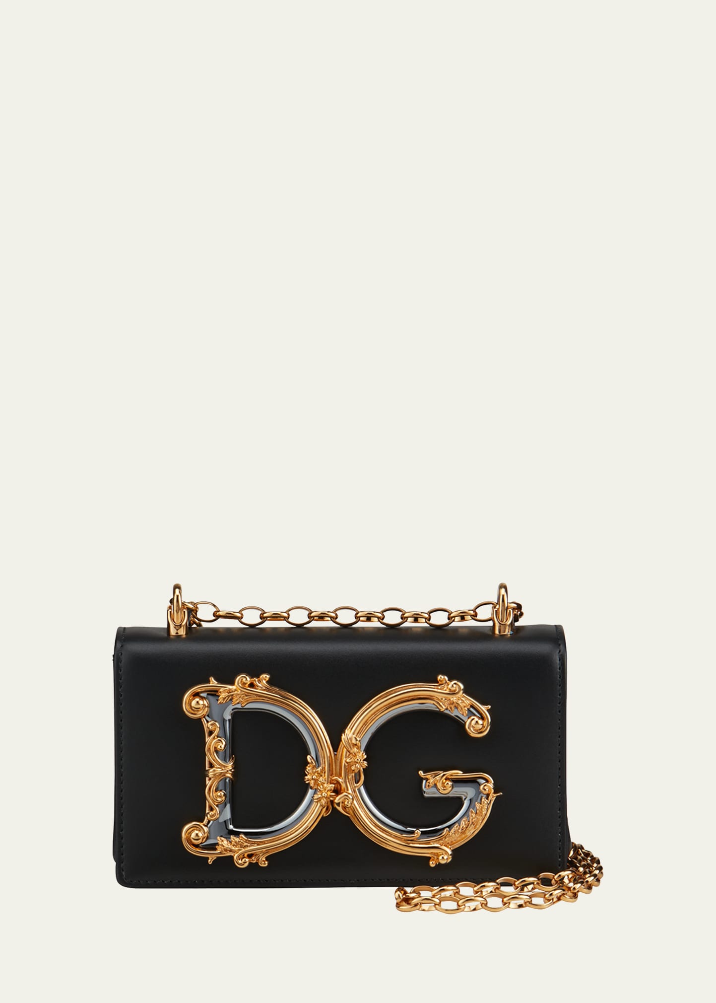 Dolce & Gabbana Barocco Leather Shoulder Bag