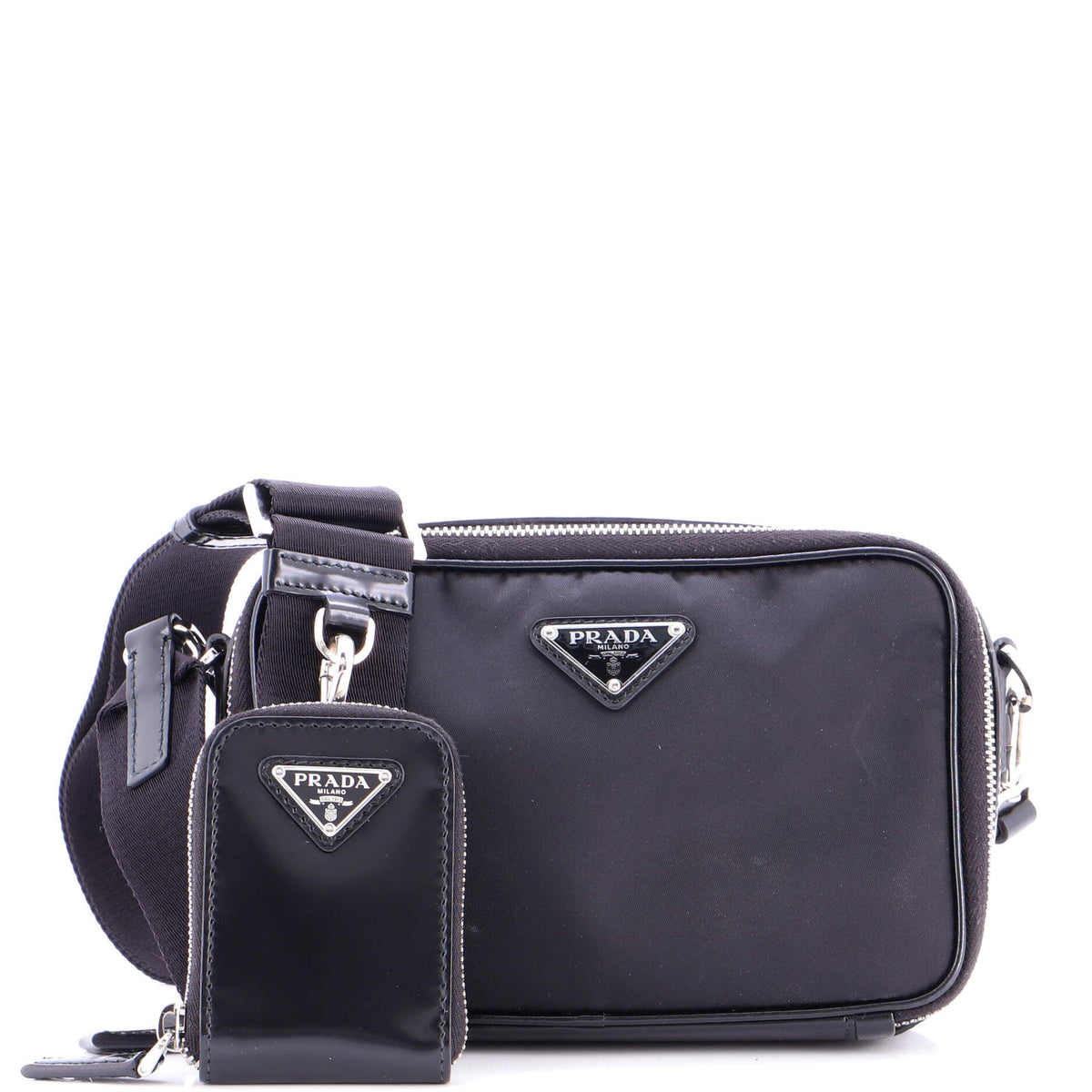 Prada PRADA Brique Camera Crossbody Bag Tessuto and Spazzolato Leather Small