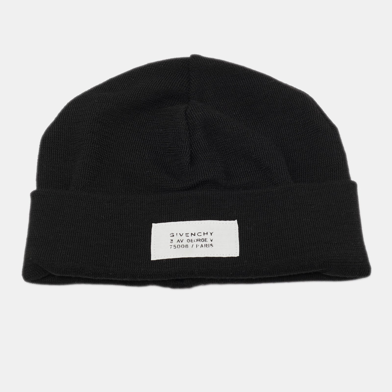 Givenchy Black Logo-Appliqu&eacute;d Wool-Blend Beanie