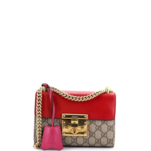 GUCCI Padlock Shoulder Bag GG Coated Canvas and Leather Small