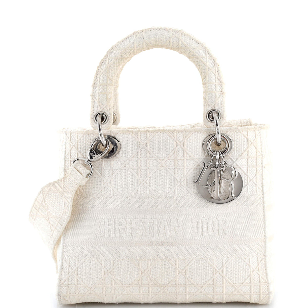 Christian Dior Lady D-Lite Bag Cannage Embroidered Canvas Medium