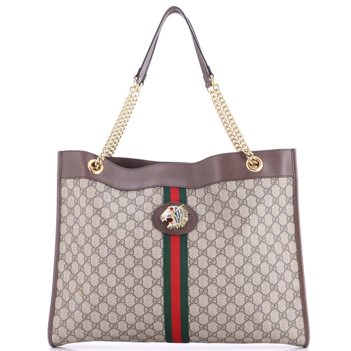 Gucci GUCCI Rajah Chain Tote GG Coated Canvas Large