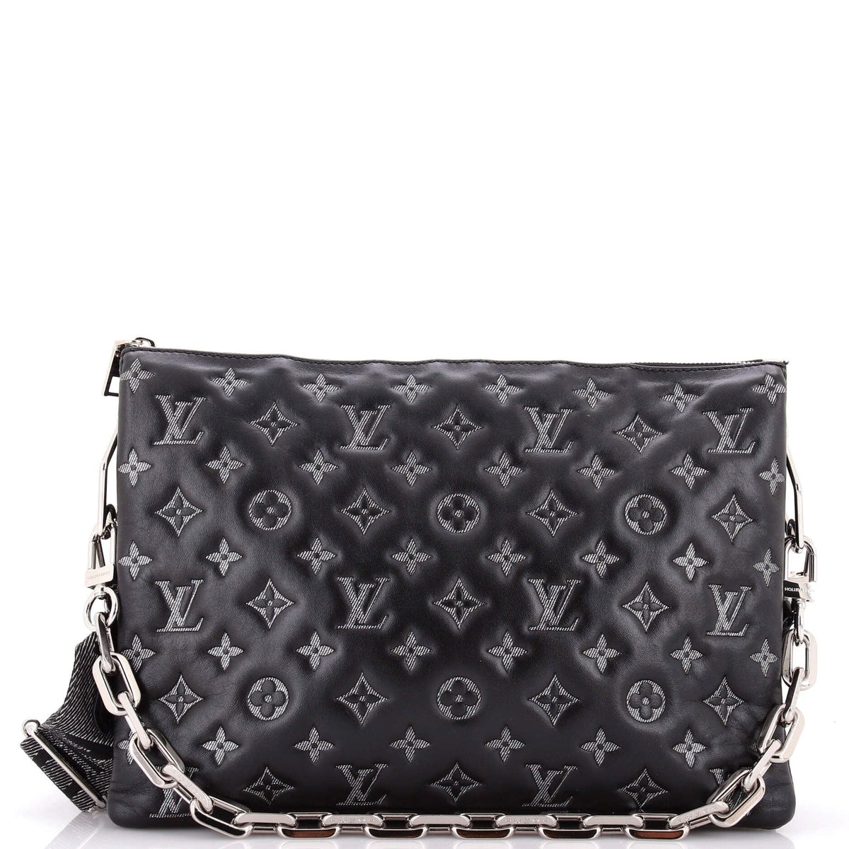 Louis Vuitton Coussin Bag Denim Printed Monogram Embossed Lambskin MM