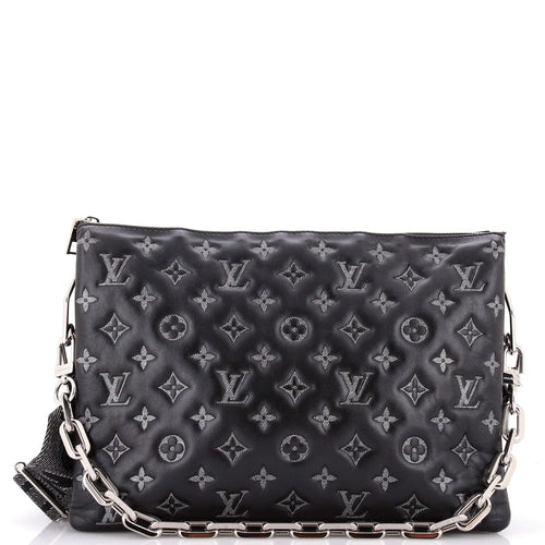 Coussin Bag Denim Printed Monogram Embossed Lambskin MM