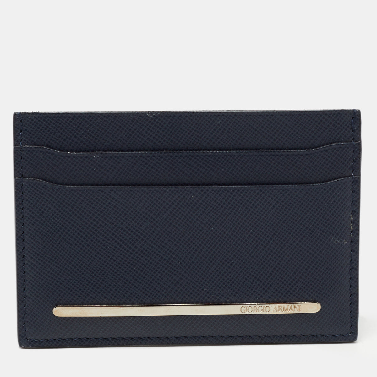 Giorgio Armani Navy Blue Leather Card Holder
