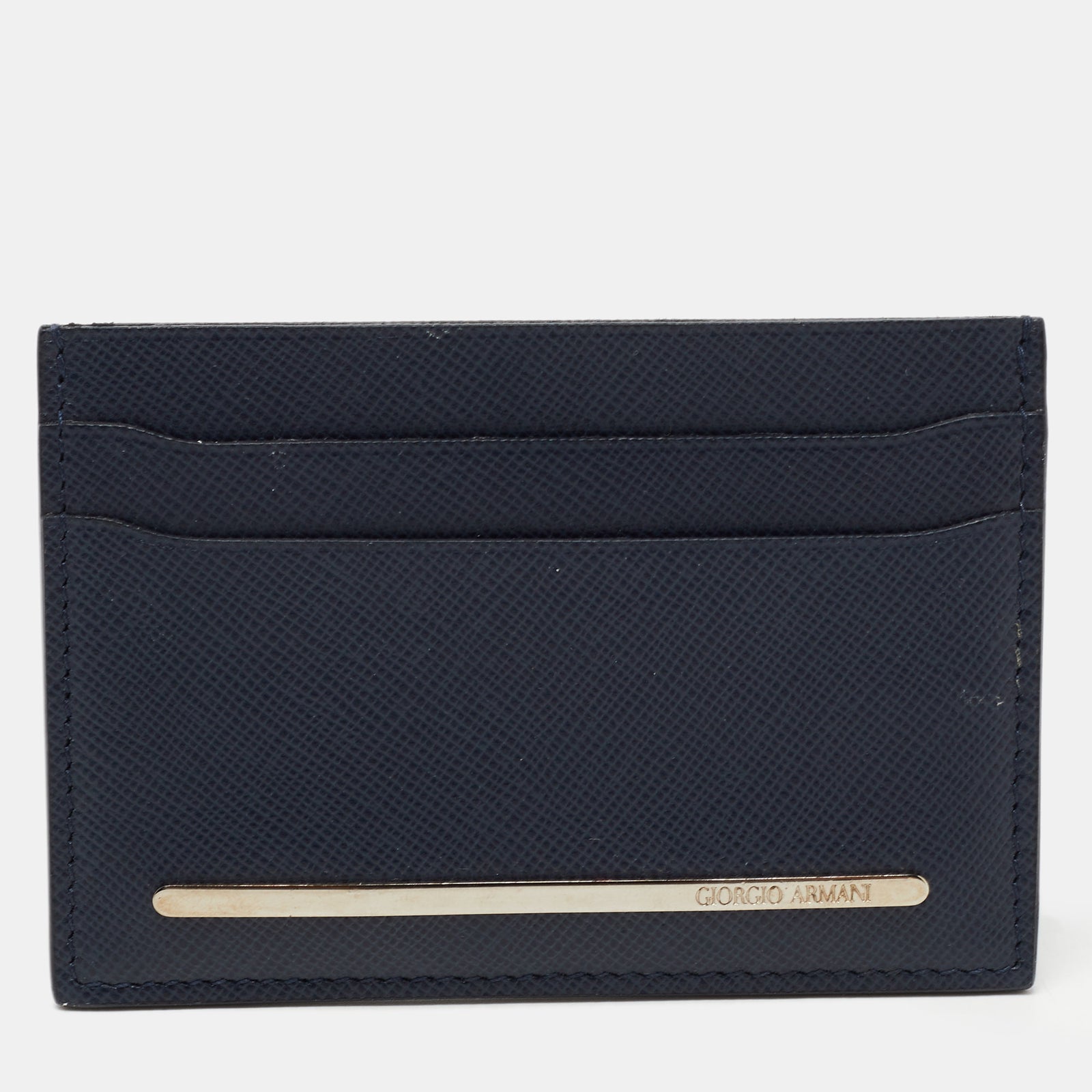 Giorgio Armani Navy Blue Leather Card Holder