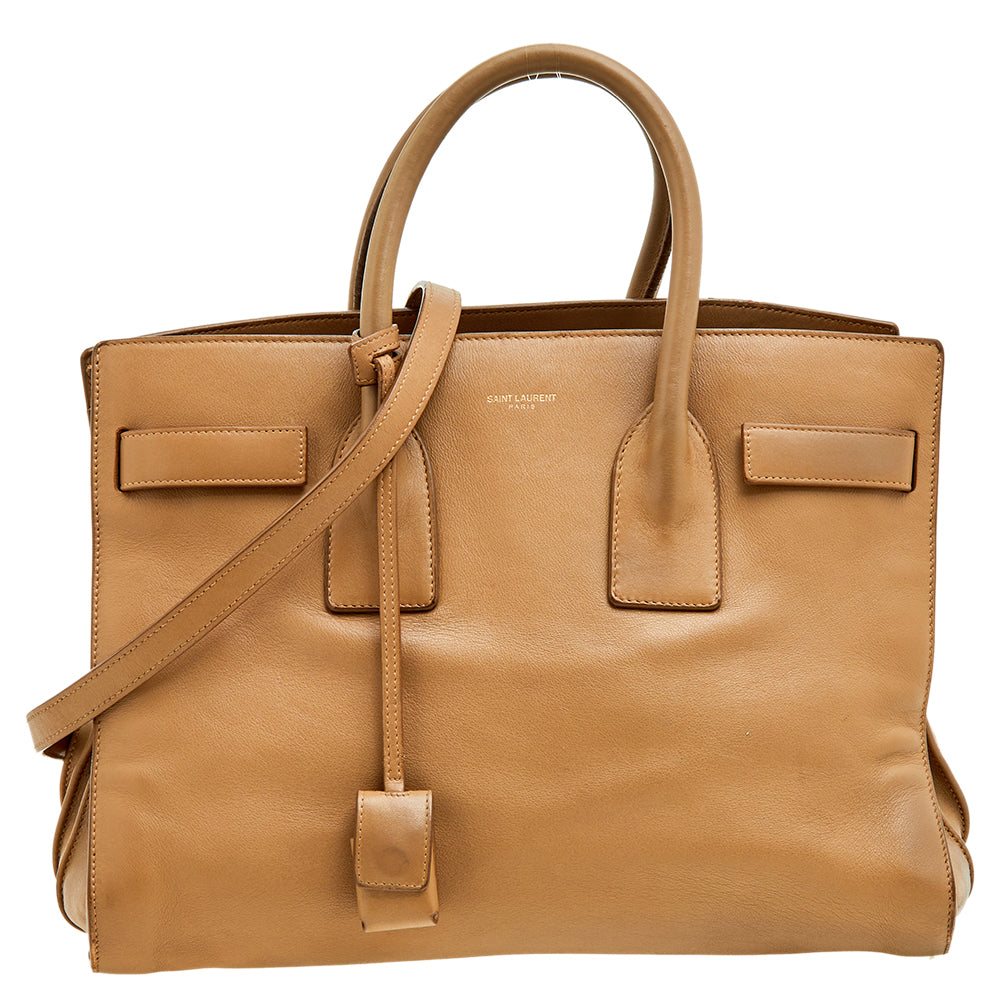 Saint Laurent Paris Saint Laurent Beige Leather Large Sac De Jour Tote