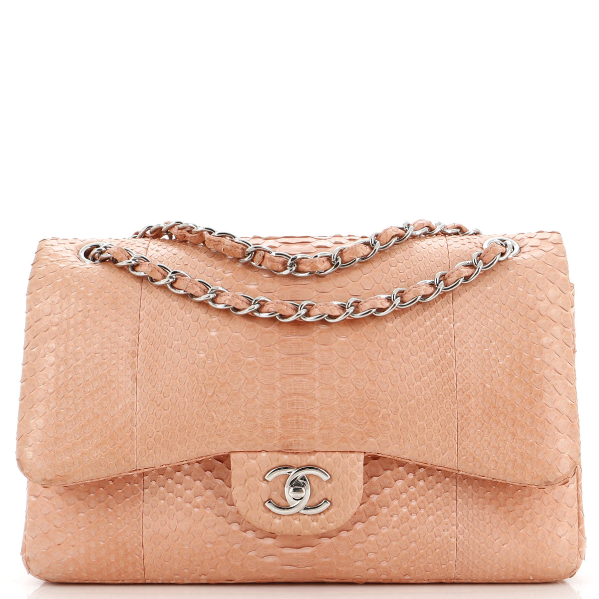 Chanel CHANEL Classic Double Flap Bag Python Jumbo