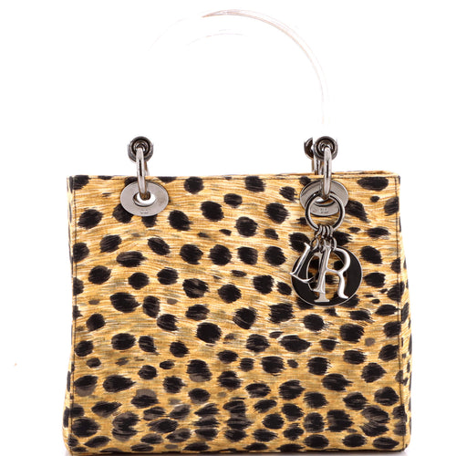 Vintage Lady Dior Bag Printed Canvas Medium
