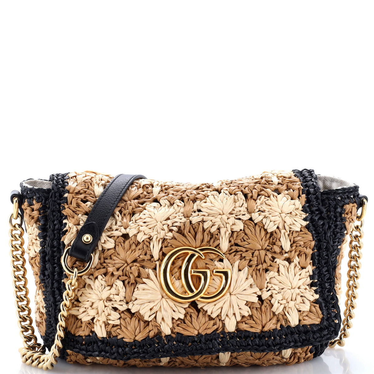 Gucci GUCCI GG Marmont Flap Bag Raffia Small
