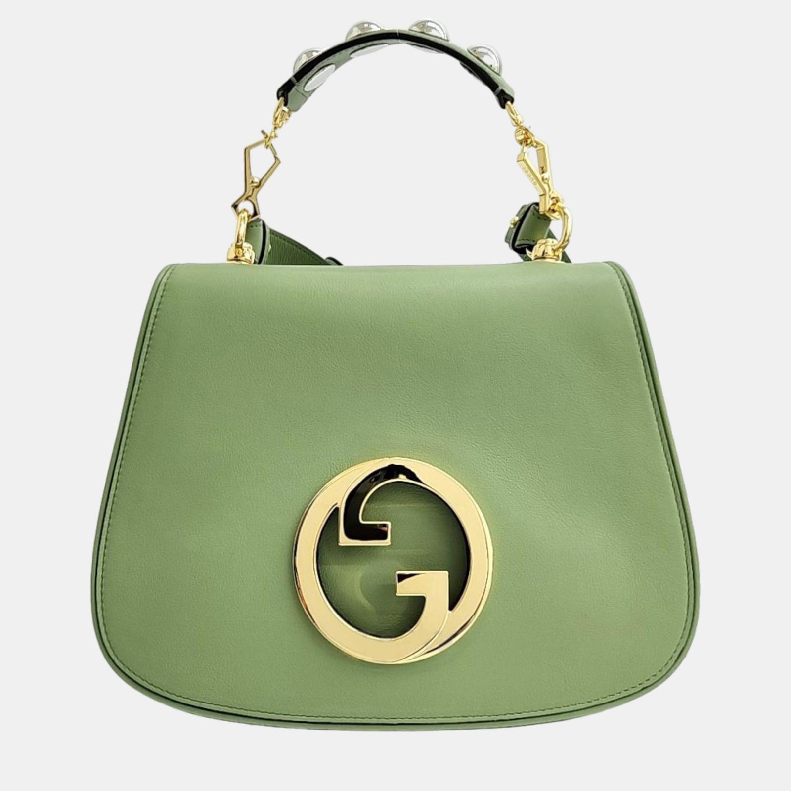 Gucci Sac à main Blondie en cuir vert clair avec poignée supérieure (721172)