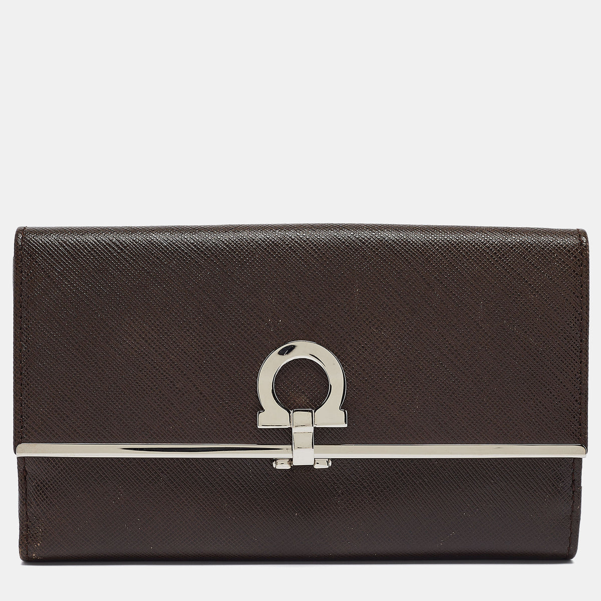 Salvatore Ferragamo Brown Leather Gancini Icona Continental Wallet