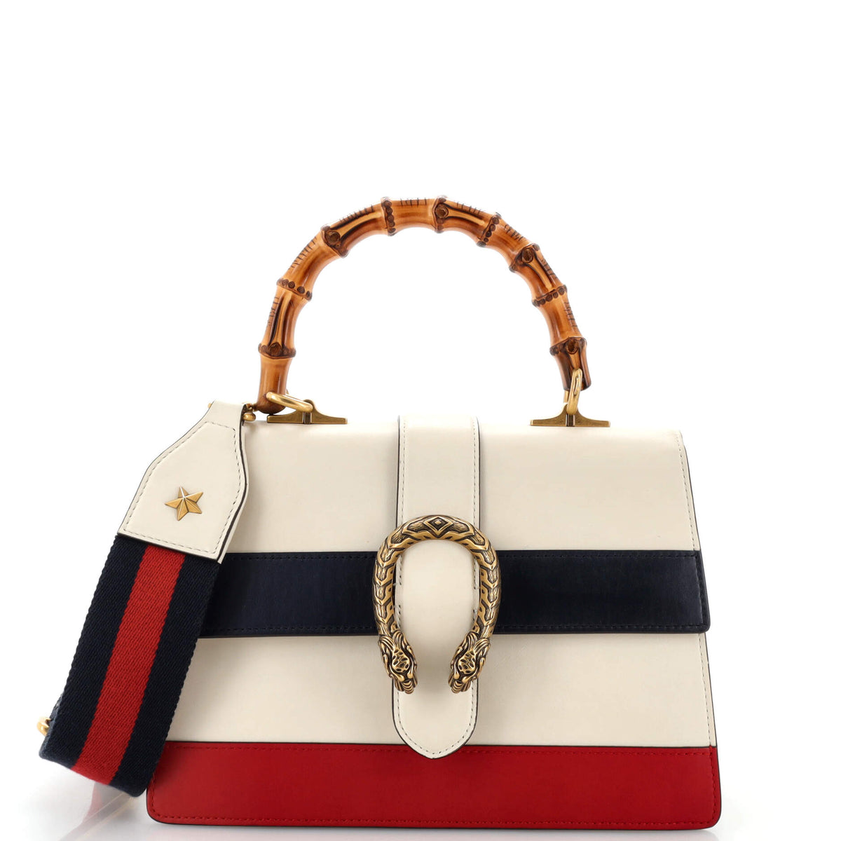 Gucci GUCCI Dionysus Bamboo Top Handle Bag Colorblock Leather Medium