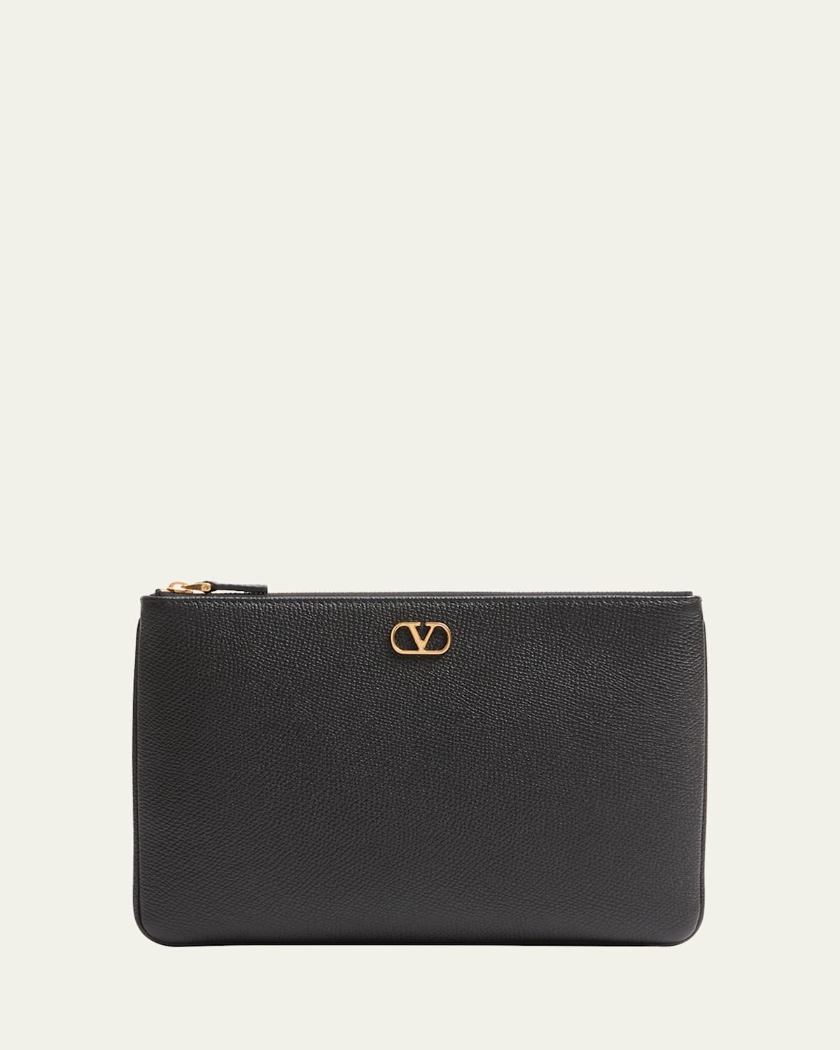 Valentino VLOGO Medium Leather Flat Pouch Bag