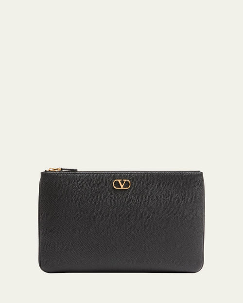 VLOGO Medium Leather Flat Pouch Bag