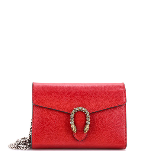 GUCCI Dionysus Chain Wallet Leather with Embellished Detail Small