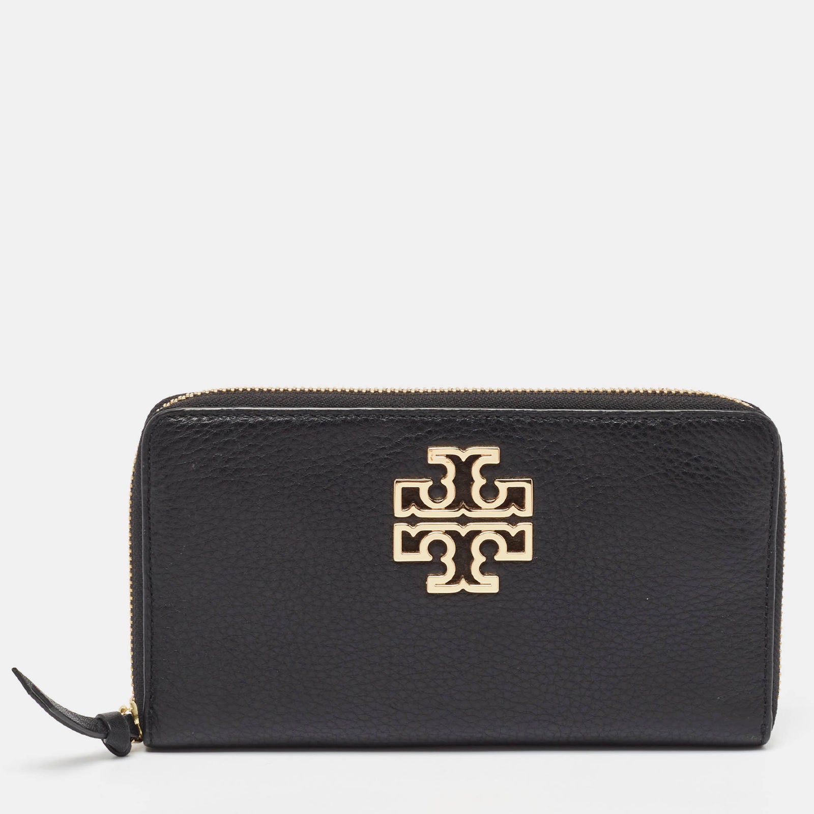 Tory Burch Black Leather Britten Zip Around Wallet