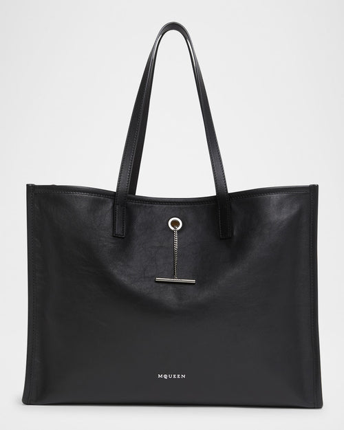 Men's T-Bar Pendant Leather Tote Bag