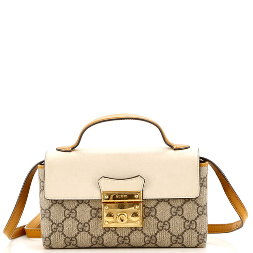 GUCCI Padlock Top Handle Bag GG Coated Canvas and Leather Mini