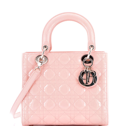 Lady Dior Bag Cannage Quilt Patent Medium