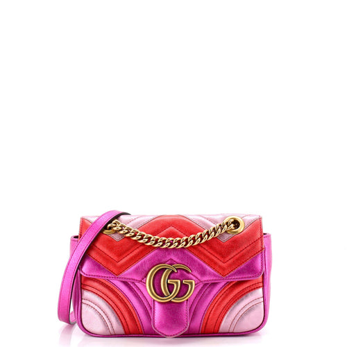 GUCCI GG Marmont Flap Bag Matelasse Leather Mini