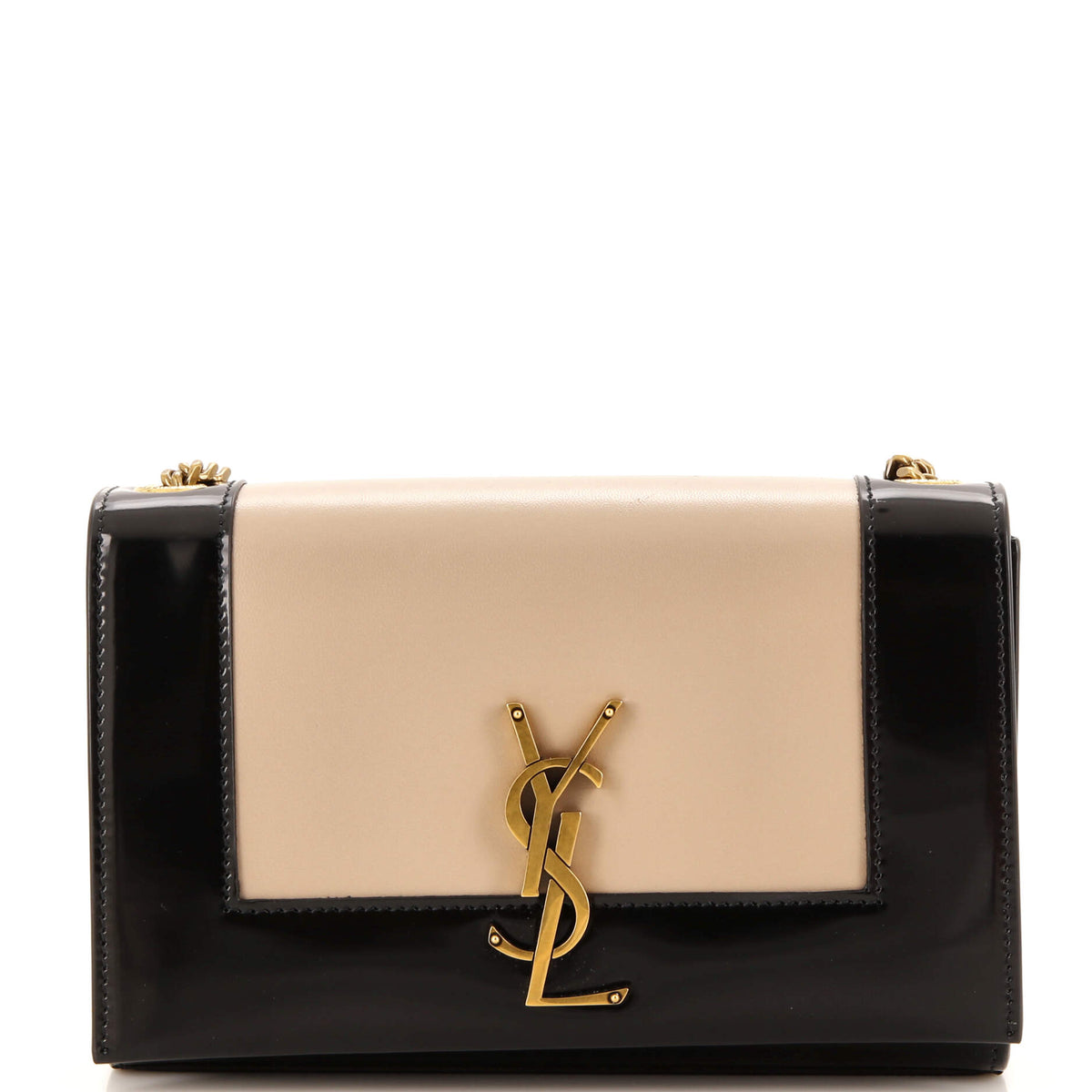 Saint Laurent Classic Monogram Crossbody Bag Leather and Patent Small