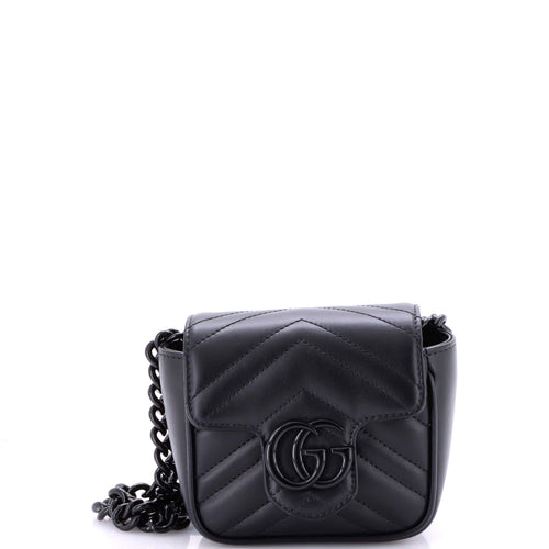 GUCCI GG Marmont Flap Belt Bag Matelasse Leather Mini