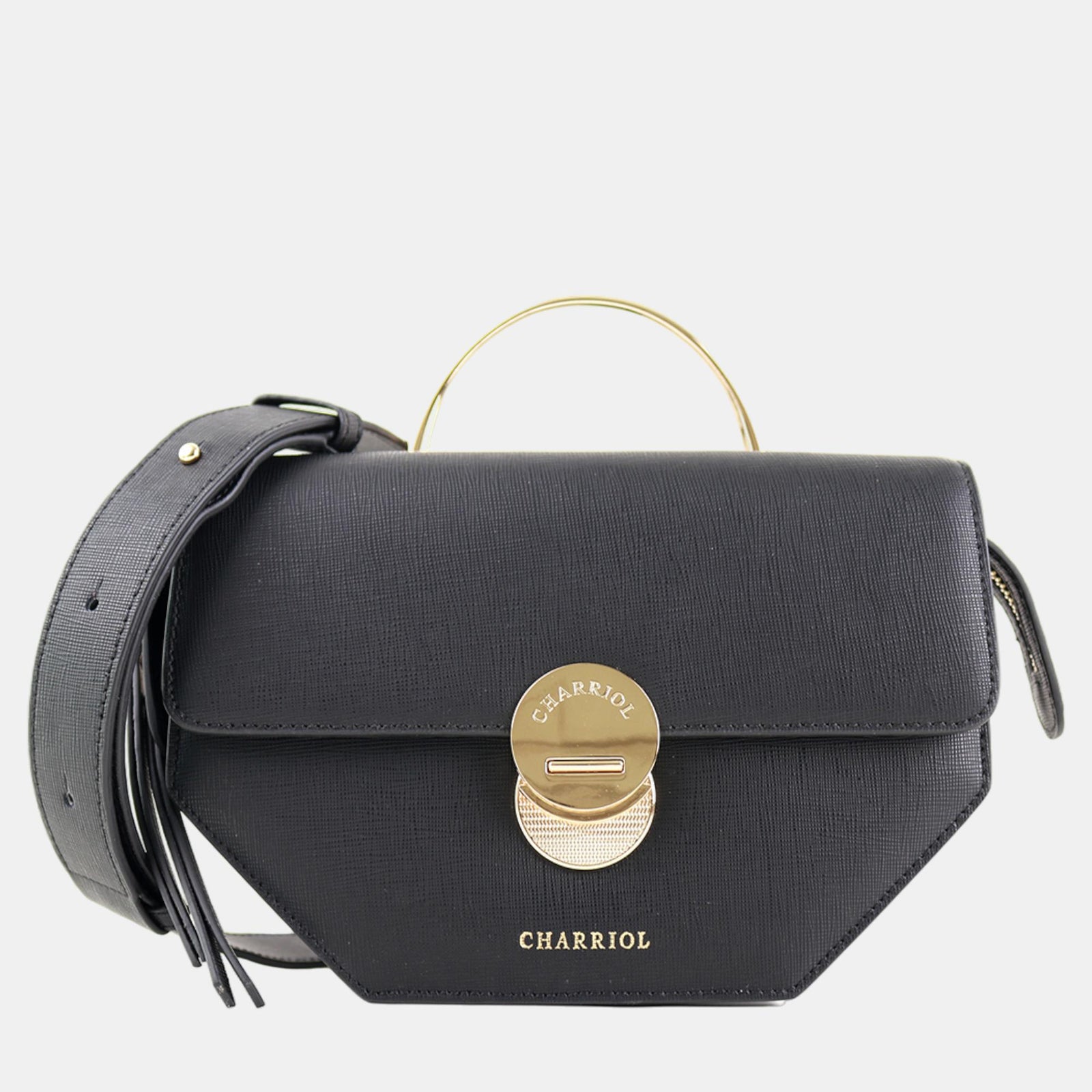 Charriol Black Leather Cetic Legacy Crossbody