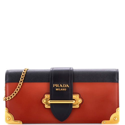 PRADA Cahier Chain Clutch City Calf and Saffiano
