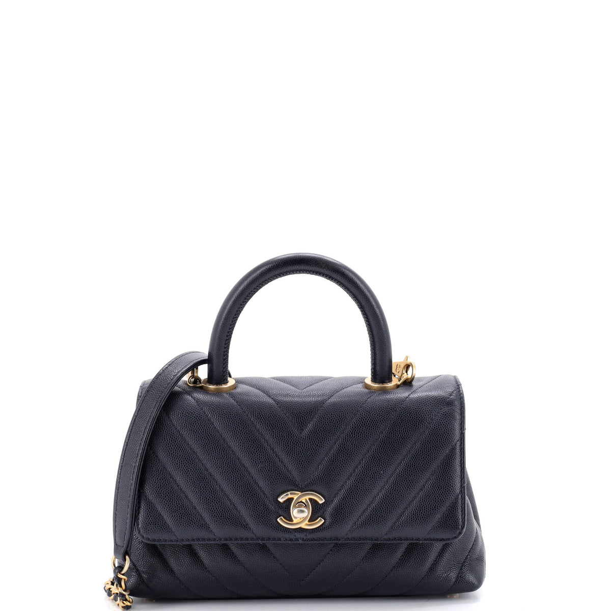 Chanel CHANEL Coco Top Handle Bag Chevron Caviar Mini