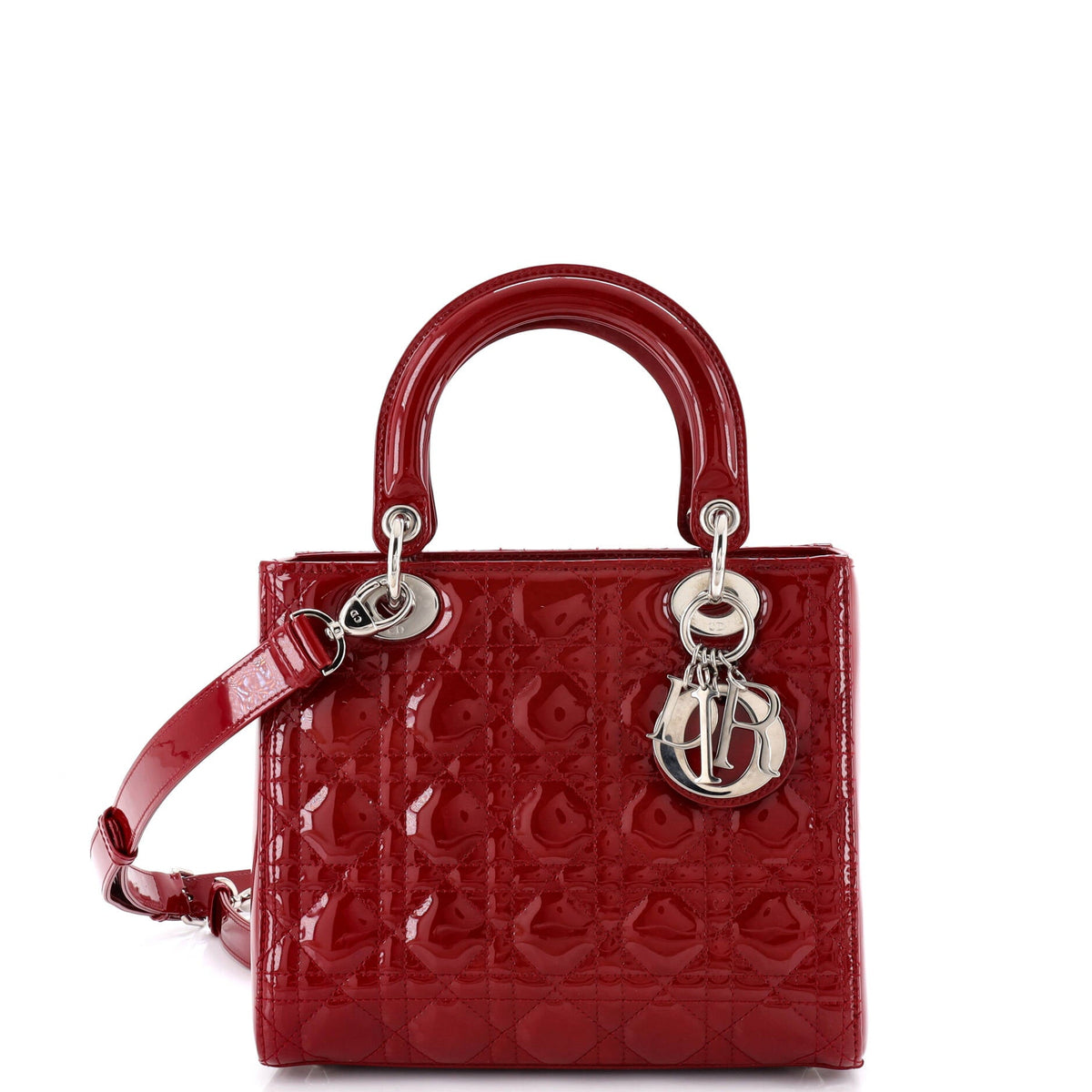 Christian Dior Lady Dior Bag Cannage Quilt Patent Medium