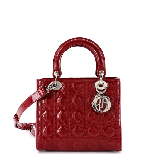 Lady Dior Bag Cannage Quilt Patent Medium